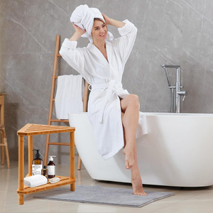 Étagère d'angle triangulaire en bambou à 3 niveaux, autoportante, pour salle de bain, rangement écologique, organisateur de comptoir de cuisine - Product Image 2