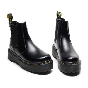 Botas <span class=keywords><strong>Chelsea</strong></span> para Mujer, Parte Superior de Piel de Vacuno, Suela de Tendón de Res, Plataforma con Suela Gruesa, Punta Redonda, Estilo Europeo y Americano para Otoño - Product Image 5