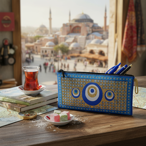 Evil Eye Designed Turkish Woven Tourist Souvenir Pencil Case - Product Image 3