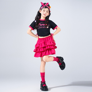 <span class=keywords><strong>Disfraz</strong></span> <span class=keywords><strong>de</strong></span> Hip Hop para Niños, Camiseta <span class=keywords><strong>con</strong></span> Letras Fucsia, Pañuelo, Falda Tutú, Pantalones Cortos Bicolor, Estilo Urbano para Recital - Product Image 6