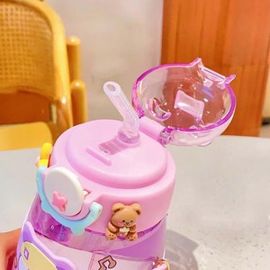 Nuevas Botellas de Agua de Plástico de Gran Capacidad para Niños 2024, Botellas de Agua de Alta Calidad de 600 ml, Botellas Portátiles con Pajita y Dibujos Animados para Niñas - Product Image 4