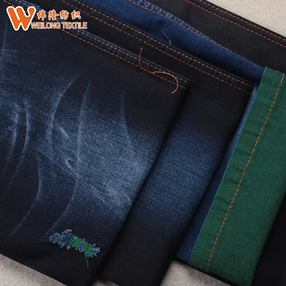 Green backside cotton viscose lycra denim fabric for man jean