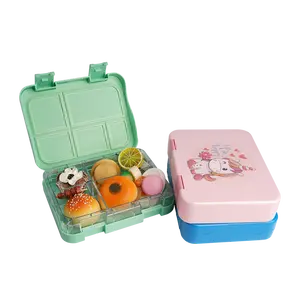 Festival geschenk Versand bereit Bento Styled Durable Leak proof Plastic Kids Back to School 6 Abschnitte Lunchbox