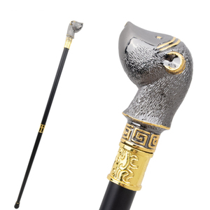 Canne <span class=keywords><strong>de</strong></span> <span class=keywords><strong>marche</strong></span> élégante en métal <span class=keywords><strong>noir</strong></span> et or, style britannique, design créatif et luxueux, pour jeunes. - Product Image 1