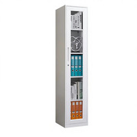 Armoire de classement en acier avec porte vitrée étroite et haute, verrouillable, avec étagères réglables pour documents et livres de bureau