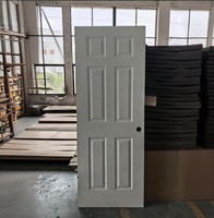 Porte intérieure en MDF moulé, style américain, 6 panneaux, peinte en blanc, apprêtée, pour appartement