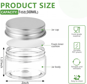 Contenants cosmétiques cylindriques à large ouverture en plastique PET transparent, blanc, noir, ambre, avec bouchon à vis, 100 ml, 200 ml, 500 ml - Product Image 2