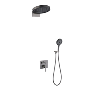 Ensemble de <span class=keywords><strong>douche</strong></span> encastré 2 fonctions en laiton massif gris anthracite pour projets hôteliers et commerciaux – Mitigeur de <span class=keywords><strong>douche</strong></span> mural en gros - Product Image 1