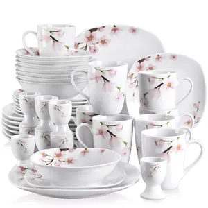 Square popular dinnerware set for home porcelain dinner set for wholesale