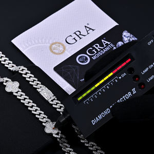 Pass Diamond Tester 6mm 8mm Sterling Silber Moissan ite Cuban Miami Halskette Hip Hop VVS Moissan ite Cuban Link <span class=keywords><strong>Chain</strong></span> Halskette - Product Image 2