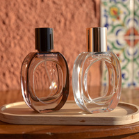 Flacon diffuseur de parfum en verre transparent empilable avec logo personnalisé, 30ml 50ml 100ml, fond épais, bouchon métallique, flacon vide en gros pour cadeau