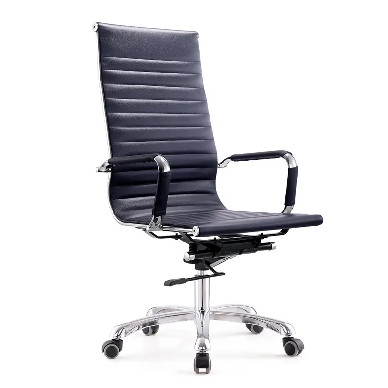 Cadeira de escritório em couro pu, cor branca, parte traseira alta e média