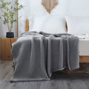 Manta de punto al por mayor, manta envolvente para adultos, sofá para el hogar, <span class=keywords><strong>cama</strong></span>, mantas ponderadas de viaje natural - Product Image 3