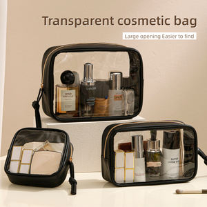 Borsa da toilette trasparente con cerniera trasparente per il trucco custodia cosmetica da viaggio - Product Image 3