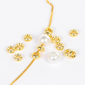 Round Gold Plated Beads 18K 14K <b>Copper</b> Jewelry Spacers For <b>Bracelet</b> Making DIY Accessories - Product Image 2