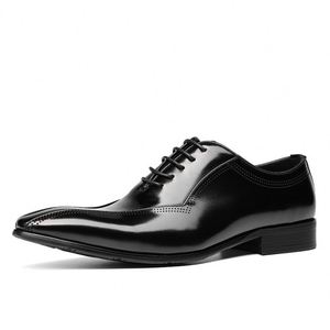 Nouvelles Chaussures Homme en Cuir Véritable à Lacets et Bout Pointu, Rehaussantes, Antidérapantes pour l'Automne - Product Image 5