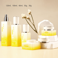 Stock d'usine ensemble de cosmétiques rond droit bouteille produit de soin de la peau bouteille en verre eau émulsion Essence pompe de presse.