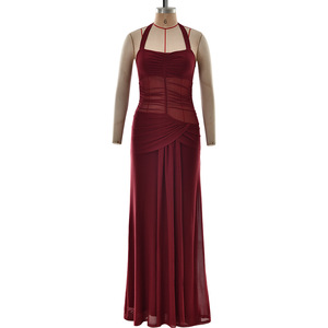 Elegante y Sexy Vestido de Noche con Cuello Halter y Espalda Descubierta, Estilo Cola de Pez, Color Sólido, Cintura Ajustada, Transparencias, Ideal para Banquetes y Eventos Casuales - Product Image 5