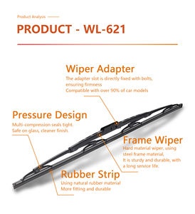 Balais d'essuie-glace à cadre métallique, en caoutchouc naturel, avec ressort en acier inoxydable, robustes - Product Image 3