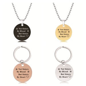 Llaveros <span class=keywords><strong>de</strong></span> plata <span class=keywords><strong>de</strong></span> acero inoxidable <span class=keywords><strong>de</strong></span> 18K, oro, azul y negro, no <span class=keywords><strong>hermanas</strong></span> por <span class=keywords><strong>sangre</strong></span>, sino <span class=keywords><strong>hermanas</strong></span> por Corazón, conjunto <span class=keywords><strong>de</strong></span> collar, joyería - Product Image 1