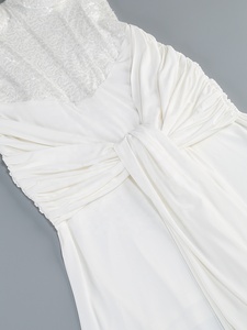 Abito da Sera Sexy <span class=keywords><strong>Senza</strong></span> <span class=keywords><strong>Spalline</strong></span>, Elegante <span class=keywords><strong>Vestito</strong></span> Lungo <span class=keywords><strong>Bianco</strong></span> con Drappeggio e Lustrini, Abito da Festa per Donne - Product Image 6