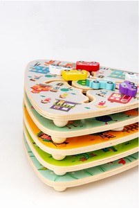 Niños Montessori forma triangular colorido a juego tablero deslizante cognitivo educación temprana pista de madera juego de laberinto juguetes para niños - Product Image 2