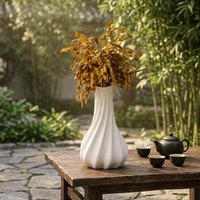 Vase en céramique plissé de style nordique minimaliste, ornement de décoration intérieure pour salon, récipient à fleurs pour fleurs séchées et hydroponiques