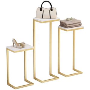 बुटीक स्टोर नेस्ट टेबल सेट रिटेल पोर्टेबल स्टेनलेस स्टील प्लेटिंग गोल्ड नेस्टिंग डिस्प्ले टेबल - Product Image 1