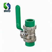Vanne à boisseau sphérique double union manuelle en laiton et PPR vert de 20 mm – Vanne d'eau OEM