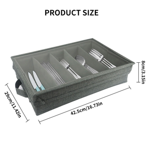 Contenedor de Almacenamiento de Cubiertos Duradero de 5 <span class=keywords><strong>Compartimentos</strong></span> <span class=keywords><strong>con</strong></span> Tapa Extraíble y Asas Fáciles de Transportar - Product Image 2
