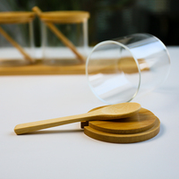 Ensemble de pots à épices en verre et bambou, salière et poivrière avec plateau et cuillère, boîte de rangement pour épices avec couvercle