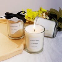 Pot à bougie en verre transparent de luxe personnalisé avec couvercle en liège naturel et emballage en boîte cadeau cylindrique pour la décoration de la maison, les mariages et l'aromathérapie