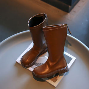 Trendy Autumn Winter Western Thick-sole Girls Shoes Long Boots Children Kids <b>Knee</b> <b>High</b> Leather Boots - Product Image 4