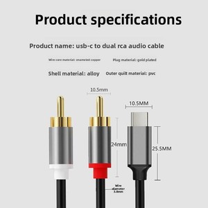 Type-C double câble audio <span class=keywords><strong>RCA</strong></span> (<span class=keywords><strong>Cinch</strong></span>) connexion un à deux pour la connexion de haut-parleurs d'amplificateur de téléphone portable d'ordinateur filaire - Product Image 4