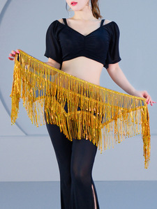 Nouveau style de ceinture de danse du ventre, paillettes brillantes, glands, ceinture orientale, écharpe polyvalente pour la taille, vêtements de performance, costume de danse du ventre - Product Image 1