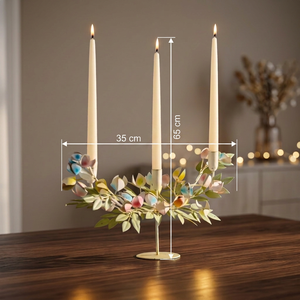 Candélabre avec motif floral pour la décoration de mariage et de la maison, porte-bougie en métal durable - Product Image 2