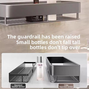 TYMG Scaffale portaoggetti da bagno, rialzato e montato a parete senza foratura, per WC o lavabo, scaffale portaoggetti di alta gamma - Product Image 2