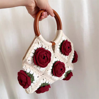 Sac à main en fleurs au crochet fait main, design personnalisé PH2016, sac à main en fleurs pour femmes, sac fourre-tout en macramé
