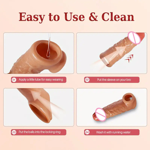 Custodia per pene in Silicone liquido per adulti realistico, estensore del cazzo riutilizzabile per gli uomini, giocattolo sessuale per il piacere - Product Image 4