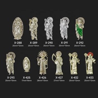 Breloques d'ongles en alliage 3D, motif Déesse Bouddha, en métal incrusté de strass verts, décorations de luxe, grandes breloques décoratives pour ongles, vente en gros