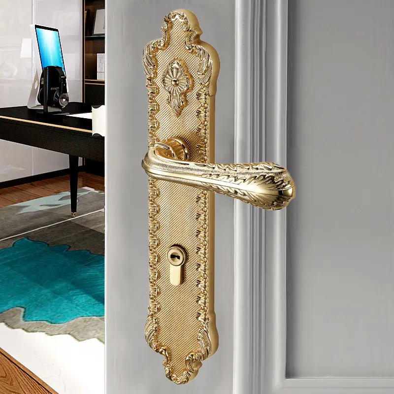Popular Italian design luxury door locks Villa interior bedroom gold wood door locks and handles