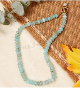 Collana in pietra <span class=keywords><strong>acquamarina</strong></span> gioielleria raffinata <span class=keywords><strong>con</strong></span> chiusura in acciaio al titanio placcato oro reale alla moda collane di perline - Product Image 4