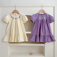 Robe pour petite fille, broderie florale, manches bouffantes, volants, été, enfants, robe de fête mignonne, robe de princesse, vêtements de mode pour enfants