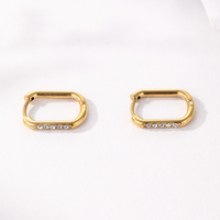 Nouveau support d'oreille étanche à la mode Style classique plaqué or 18 carats incrustation de zircon boucles d'oreilles carrées en acier inoxydable