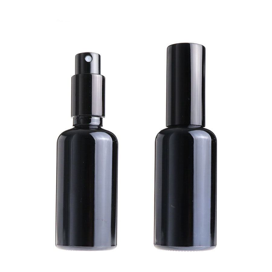 50ml glossy black glass spray perfume bottle,saffron oil bottle,empty luxury mist fine spray bottle