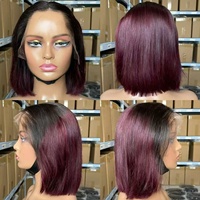 Peluca de Cabello Humano Corto con Encaje Transparente, Sin Pegamento, Grado 16A, SDD, Cabello Liso, Super Double Drawn
