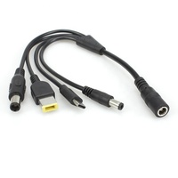 Câble adaptateur de chargeur d'ordinateur portable 4-en-1 personnalisé, 7.4x5.0mm DC femelle vers Lenovo Square USB/Type C/DC5525/DC5521 Chargement multi-appareils