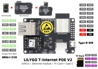 Carte de développement IoT LILYGO T-Internet-POE V2 ESP32 avec port réseau Ethernet RJ45 LAN8720, module Ethernet ESP32 + carte TF + Type C