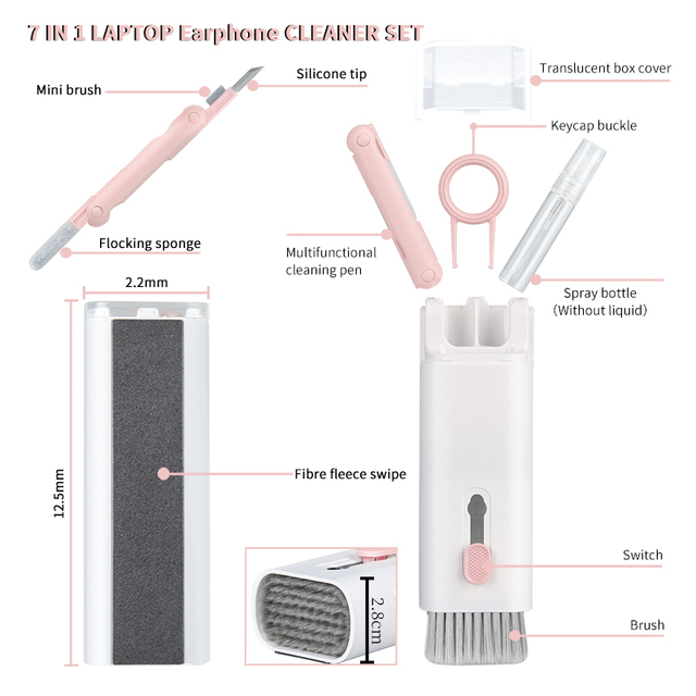 Keyboard Earphone Cleaning Brush Tool for Airpod Cleaner Screen Cleaner Phone Laptop Earbud 7 in 1 Cleaning Pen Kit