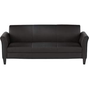 Alera ALERL21LS10B Series 77 Reception Lounge <b>Sofa</b> 3-Cushion 31.5 In. X 32 In. X 21 In. Black Office <b>Sofa</b> with <b>Wooden</b> <b>Frame</b> - Product Image 3